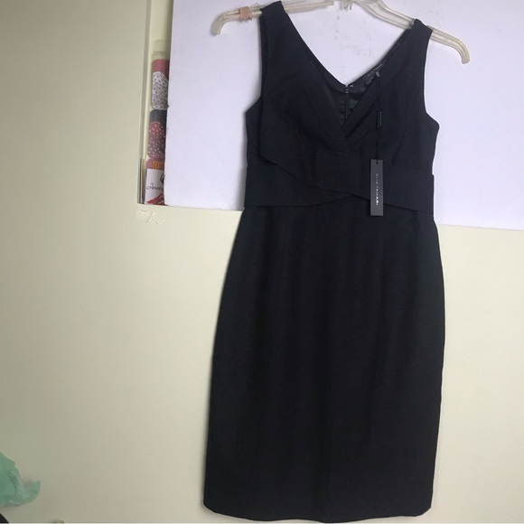 ELIE TAHARI NEW Zoe V-Neck Sleeveless Dress Sheath Cross Cross Wrap Top Lined - Picture 1 of 13